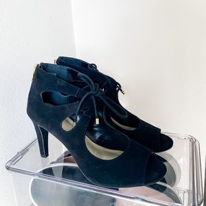A.N.A Chance Black Suede Peep Toe Heel Sz. 8